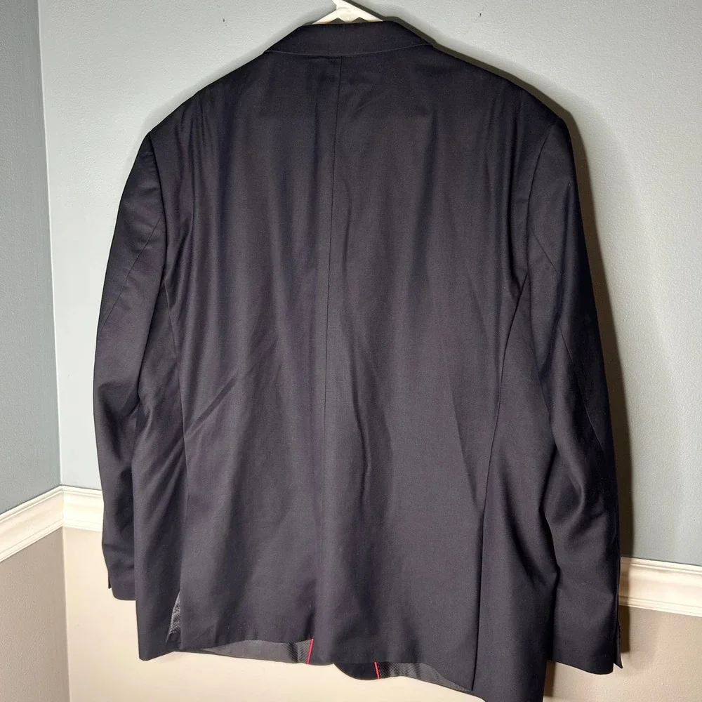 MAZARI Men's‎ Navy Blue Two Button Blazer Suit Jacket Size 54R